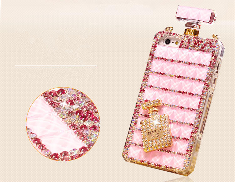 Coque chanel flacon de Parfum N°5 diamants avec une chaîne bling iPhone 5 6 6plus acheter sur lelinker.fr