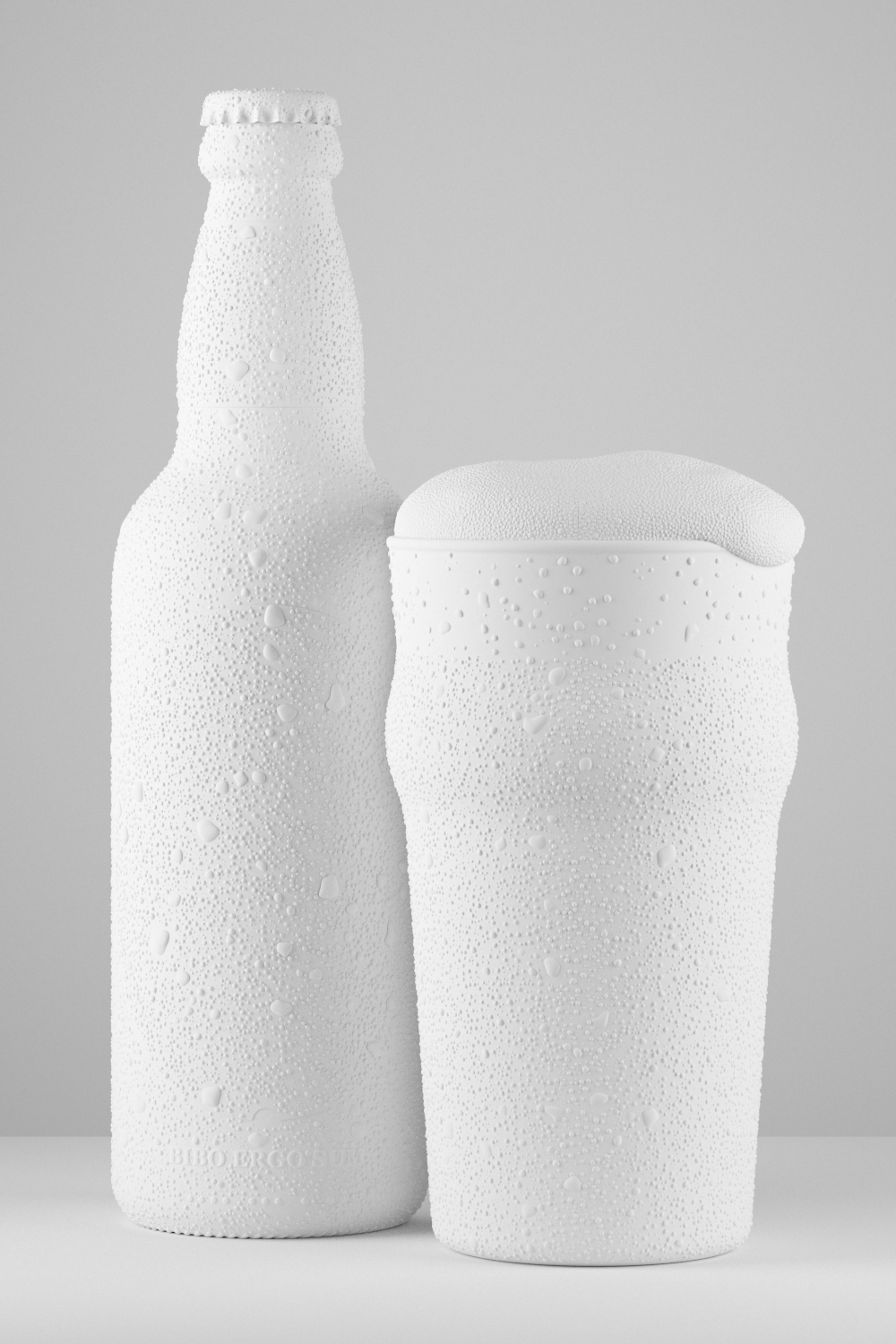 CGI 3D realistic Render beer glass bottle vray Packshot visualization drops photoreal Foam