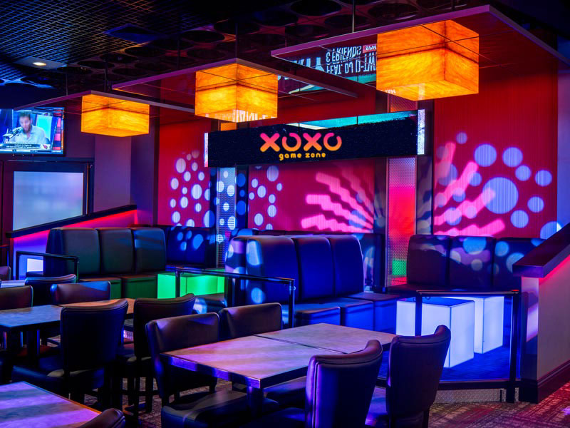 XOXO game zone branding  black neon colors