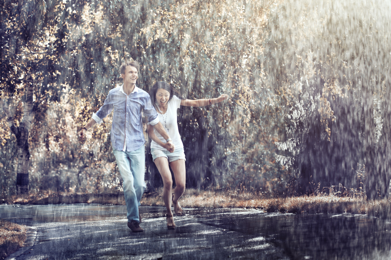 couple  love  two  human  people   portrait  fun  rain  Summer  wet  happy  together  emotional  sensuality romantic