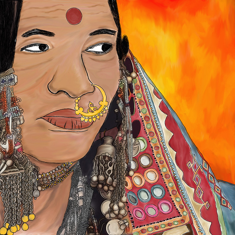 photoshop digital illustration culture woman rajasthani portrait detailing graphics digital painting 2D art artist creative