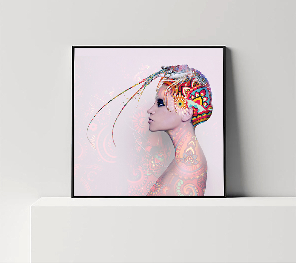 collage Digital Art  girl lobster