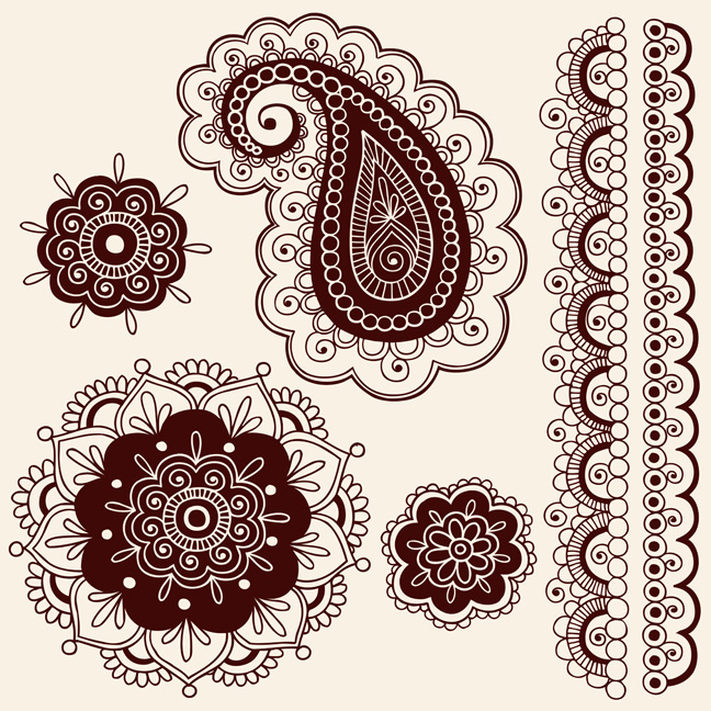 henna mehndi tattoo doodles pattern vector art