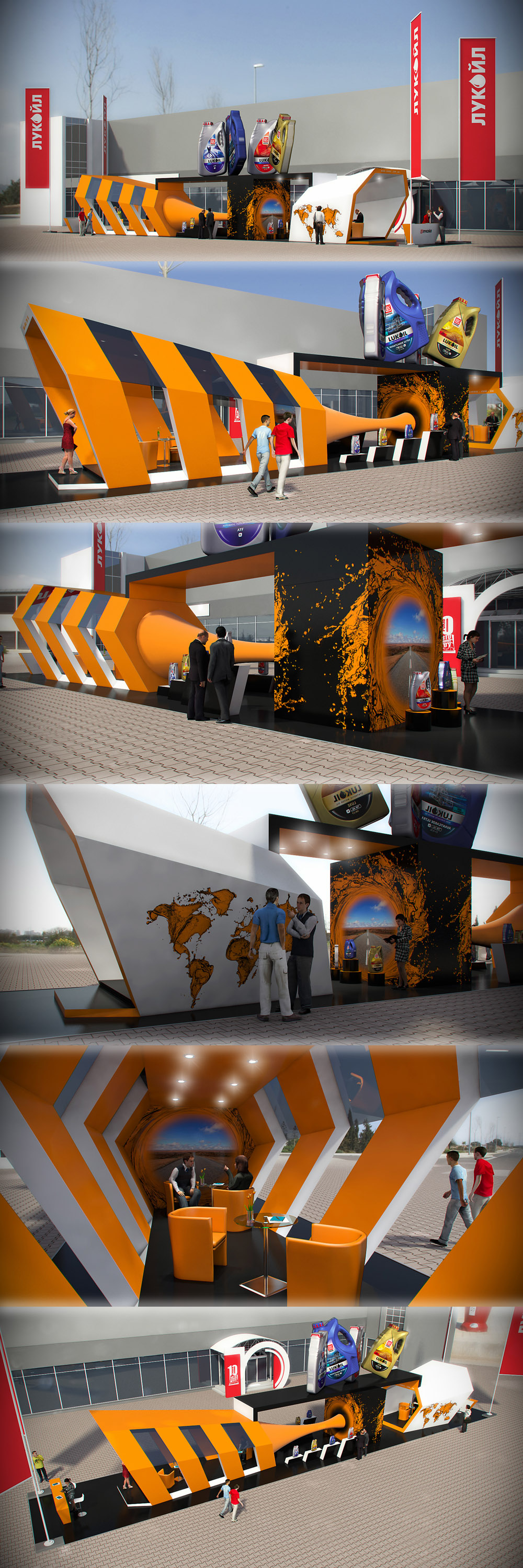 exhibit autoshow expo Stand trade fair Fair Temporary Architecture brand architecture Event booth lukoil exhibition stand tradeshow messestand