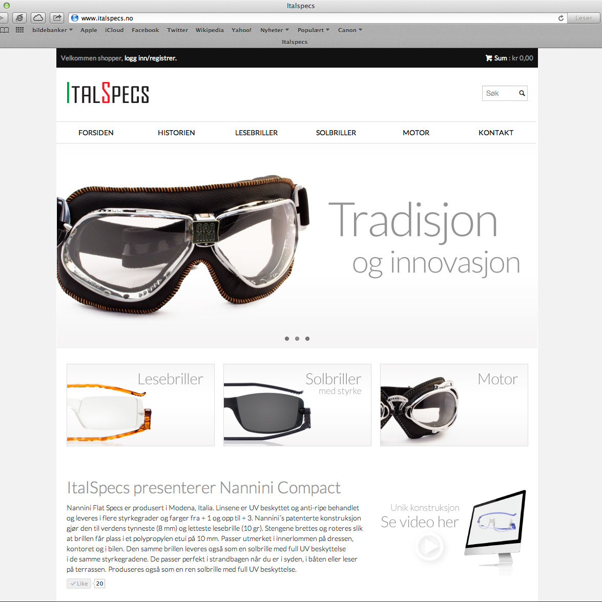 Web webshop Italspecs glasses