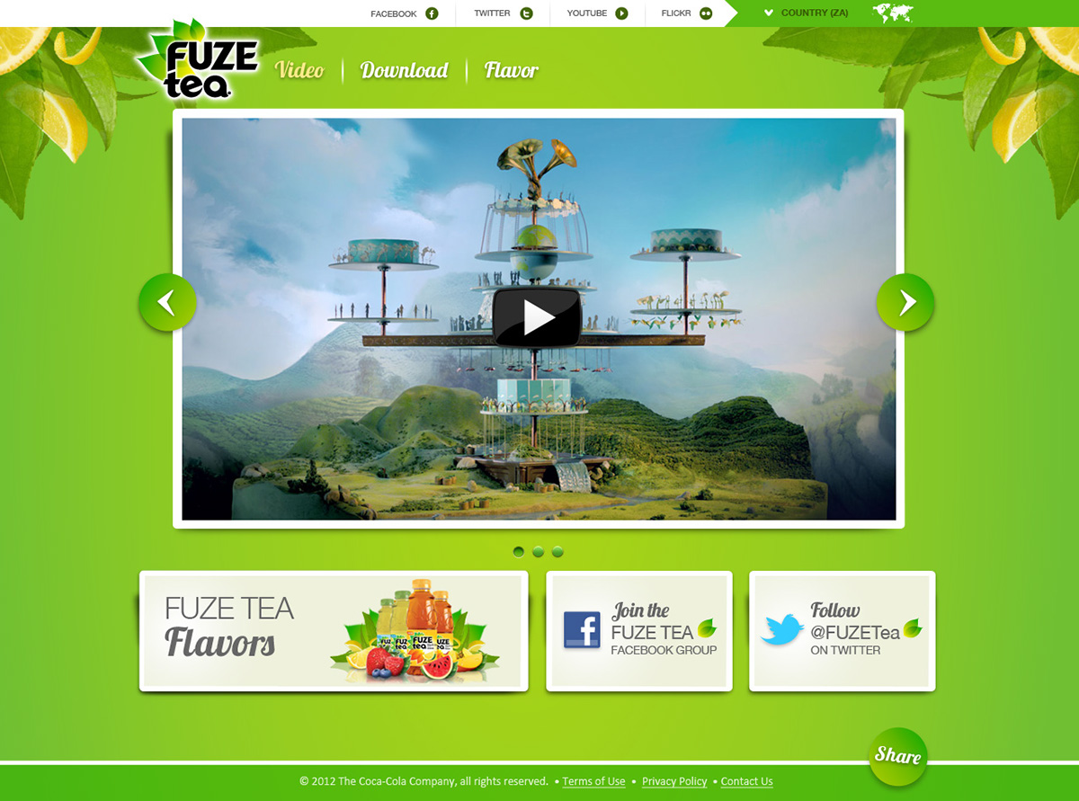 Fuze Tea  coca-cola Website UI ux design