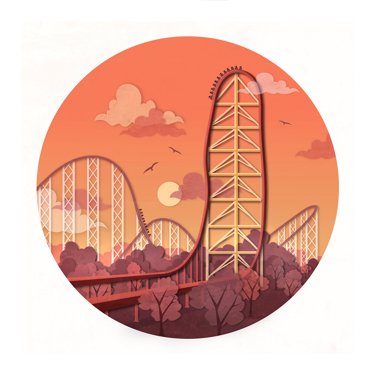 Roller Coasters millenium force Top Thrill Dragster raptor cedar point cedar point illustration vector art