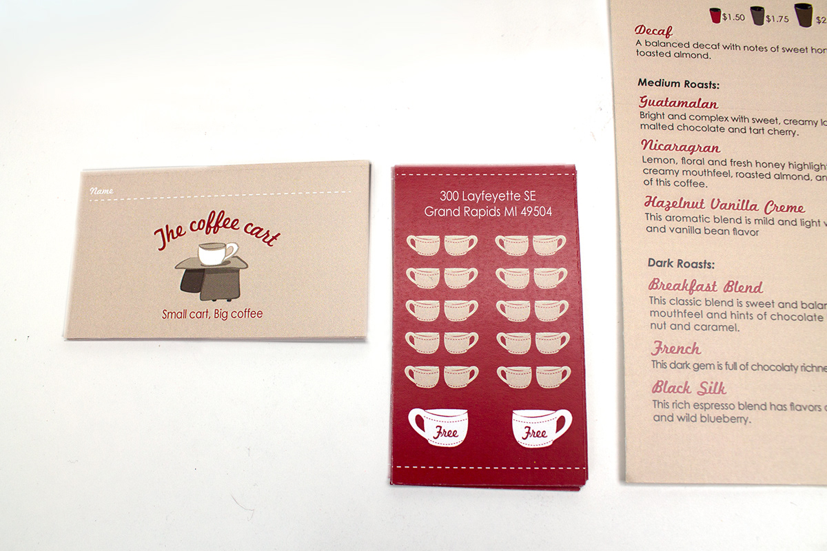 Coffee Fun infographic menu coffee sleeve punch card