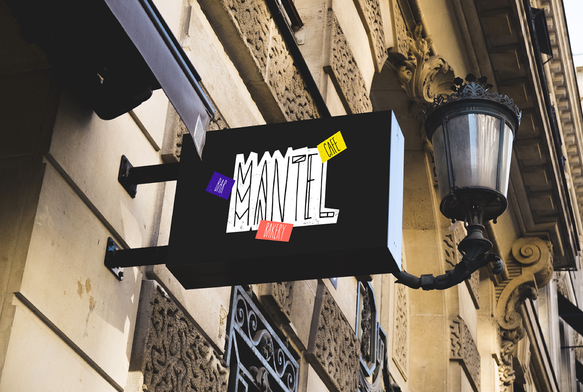 mantel cafe identity ILLUSTRATION  colorful branding  grunge graphic design  yellow