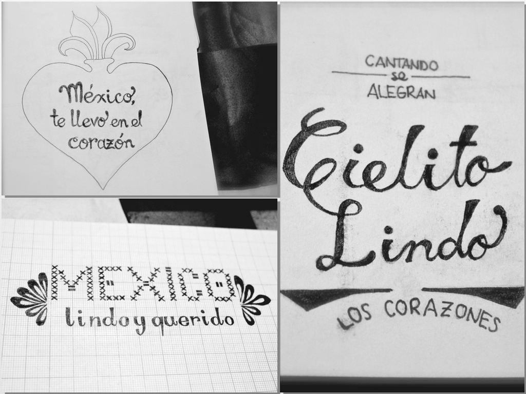 mexico lettering vinil sagrado corazón cielito lindo notebooks cuadernos heart Kraft