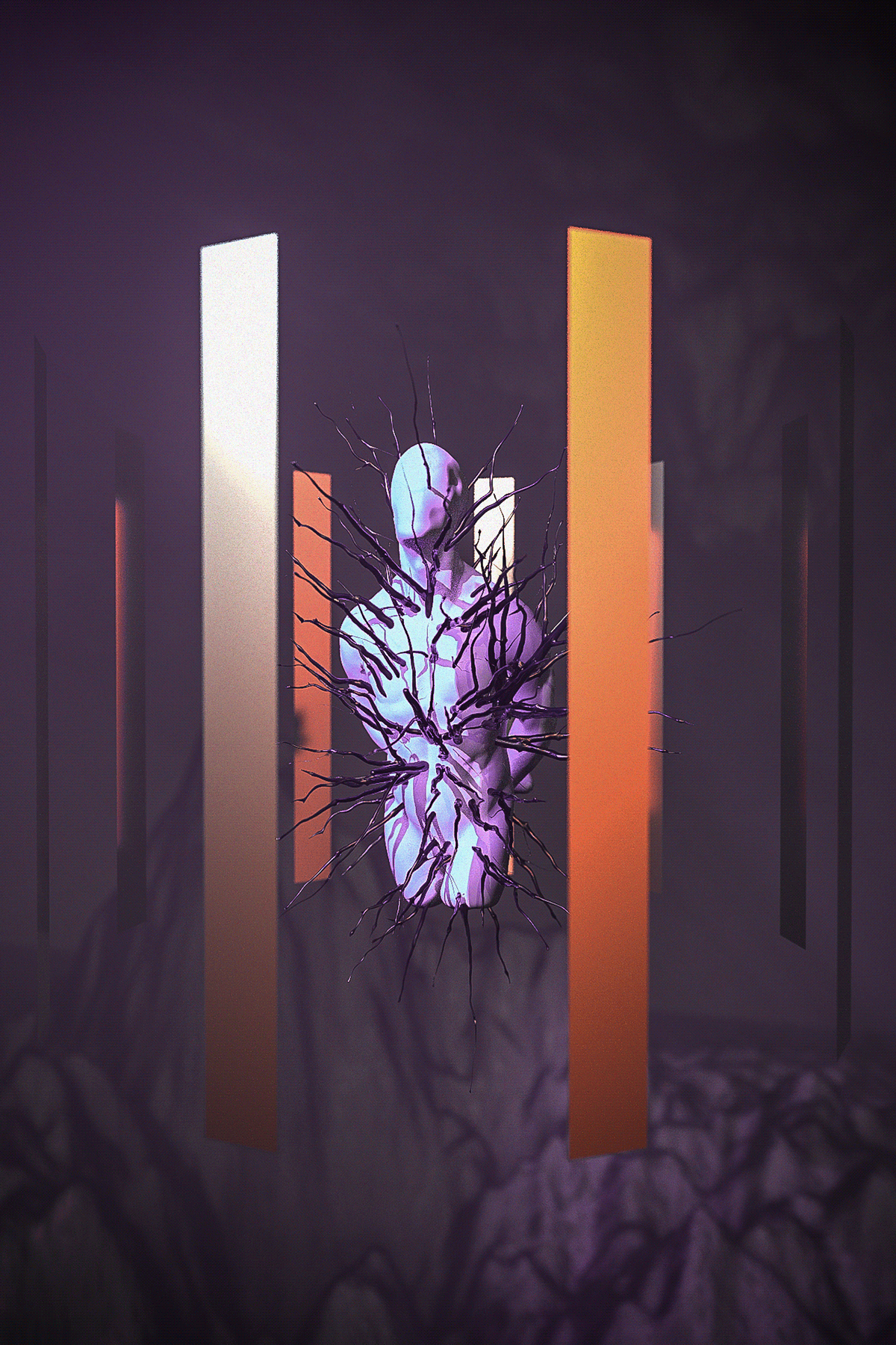 3D anxiety art cinema4d depression digital evolve mental orange trap