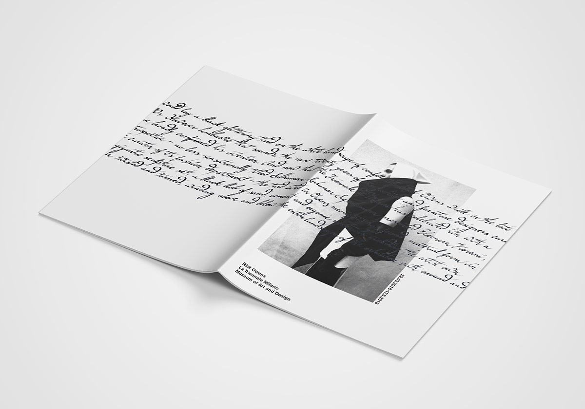 editorial design  Handlettering Calligraphy   Monochromatic Owens RickOwens Triennale LaTriennale subhuman inhuman