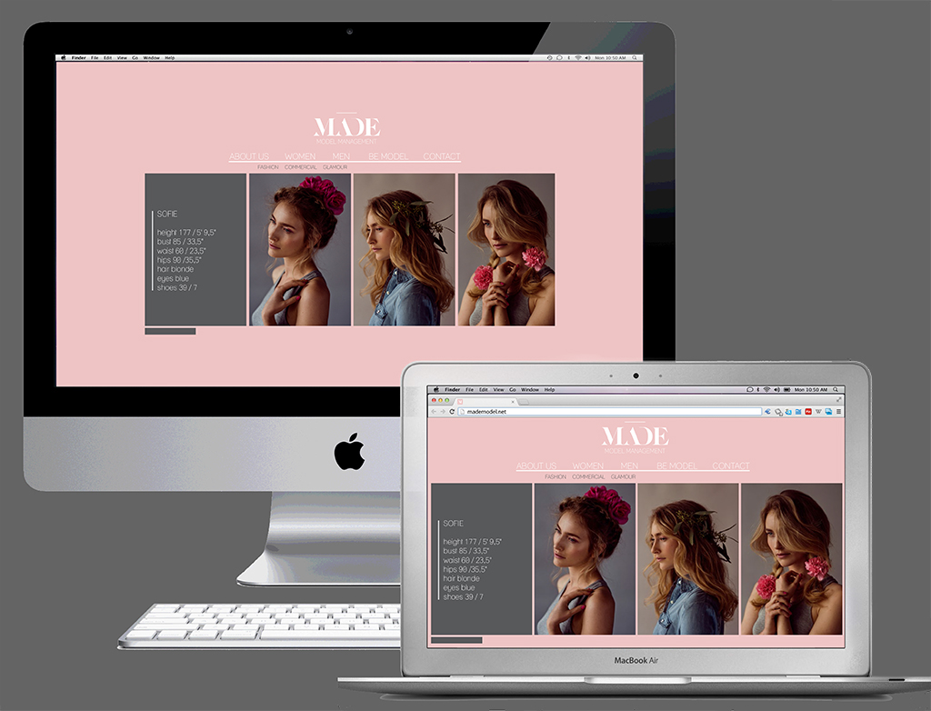 Model Agency Website agency feminine identity italian Italy Webdesign model brand made made model management made model