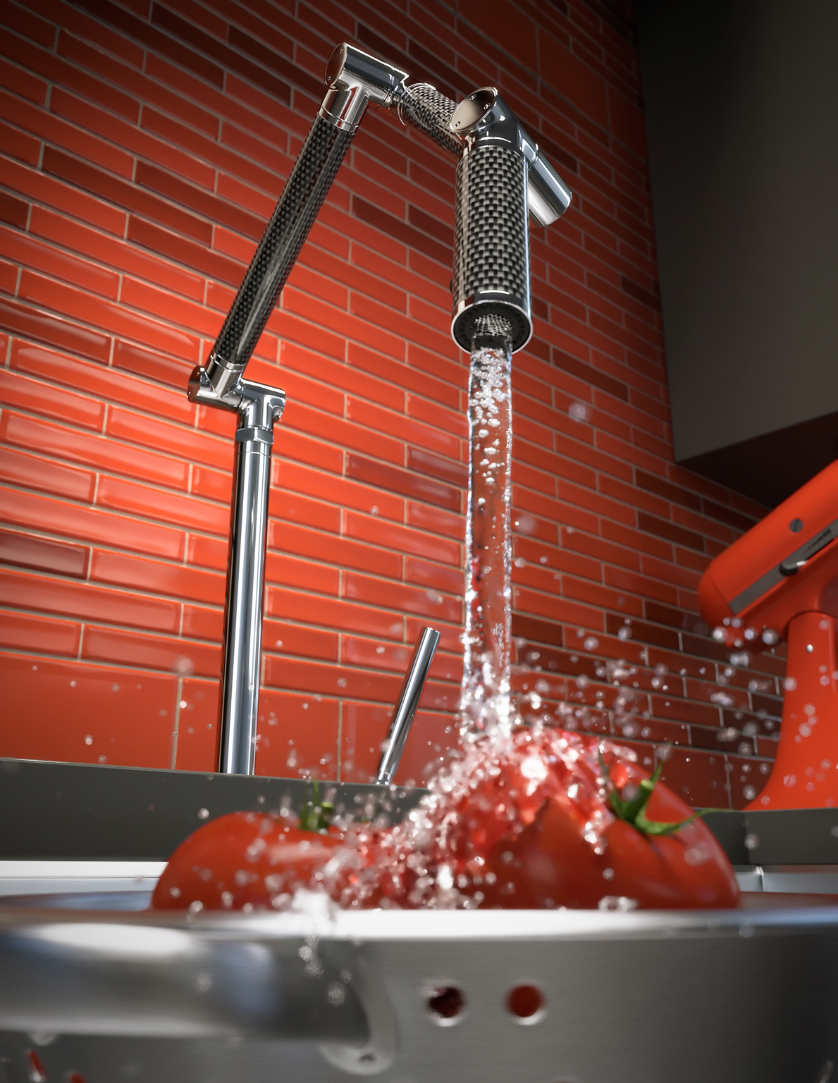kitchen 3D Rendering CGI Kitchen Appliance appliance Architectural rendering Tomato Faucet