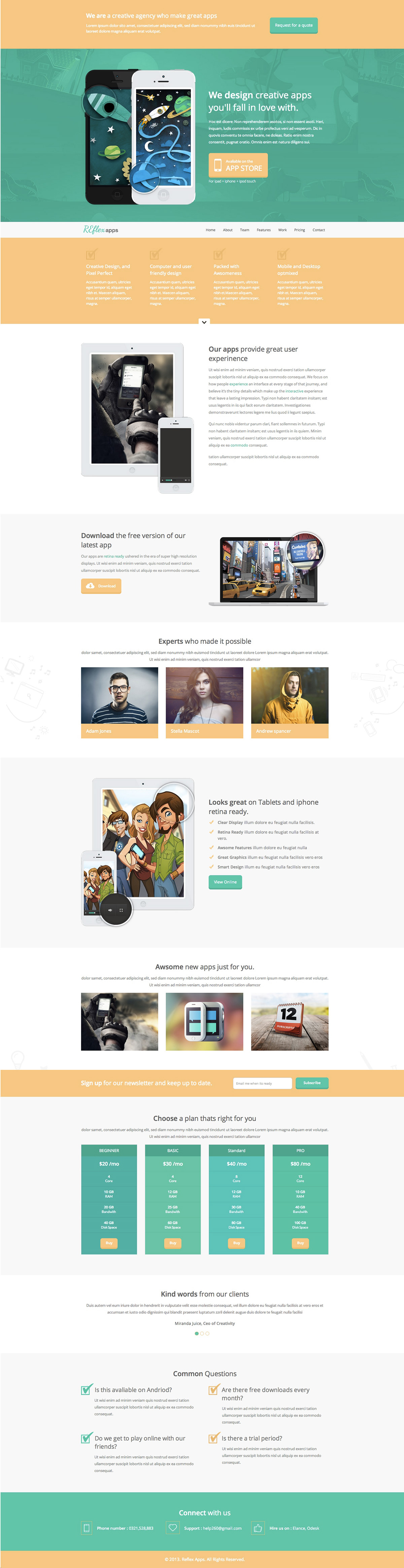 landing page Responsive flat design template modern foundation framework request a quote popup box