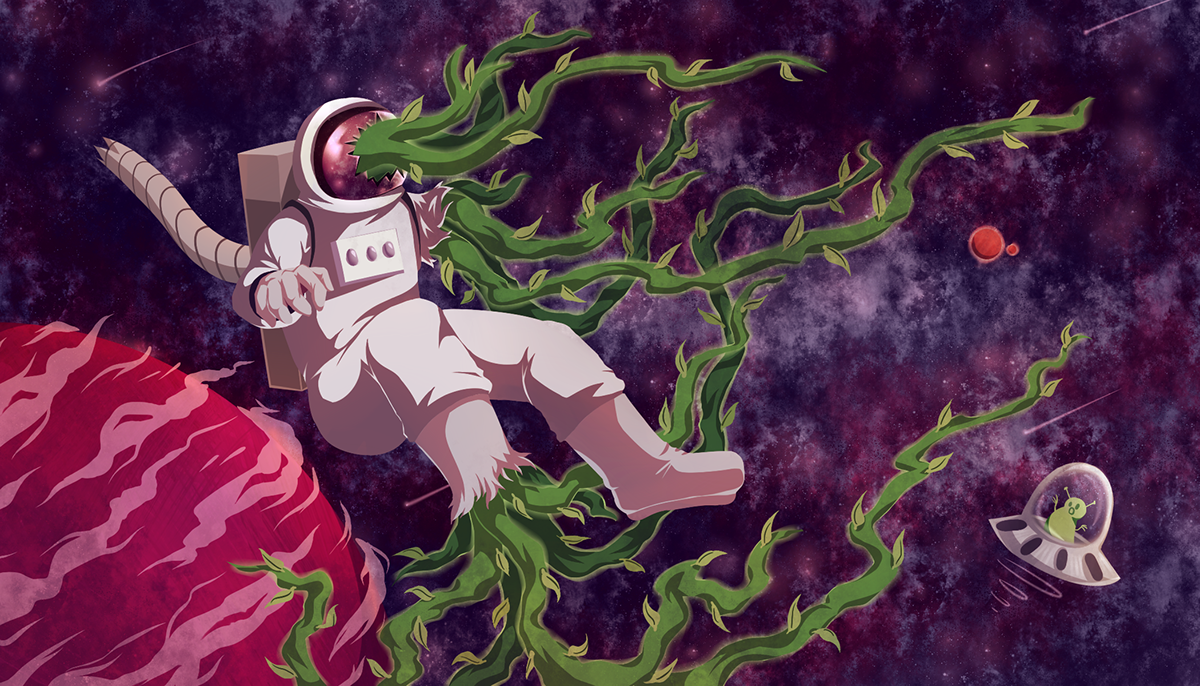 astronaut Space  galaxy surreal Plant alien Planets purple green adobeawards