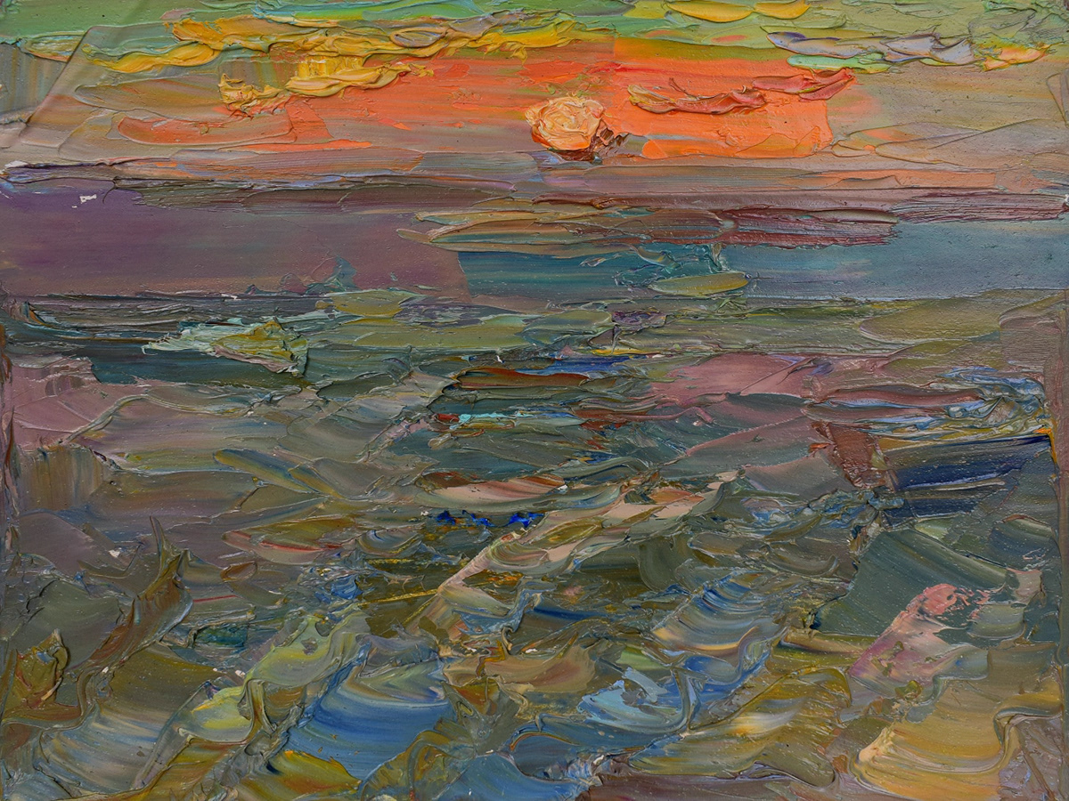 blue Etude impressionism Landscape oil red sea sketch SKY Sun