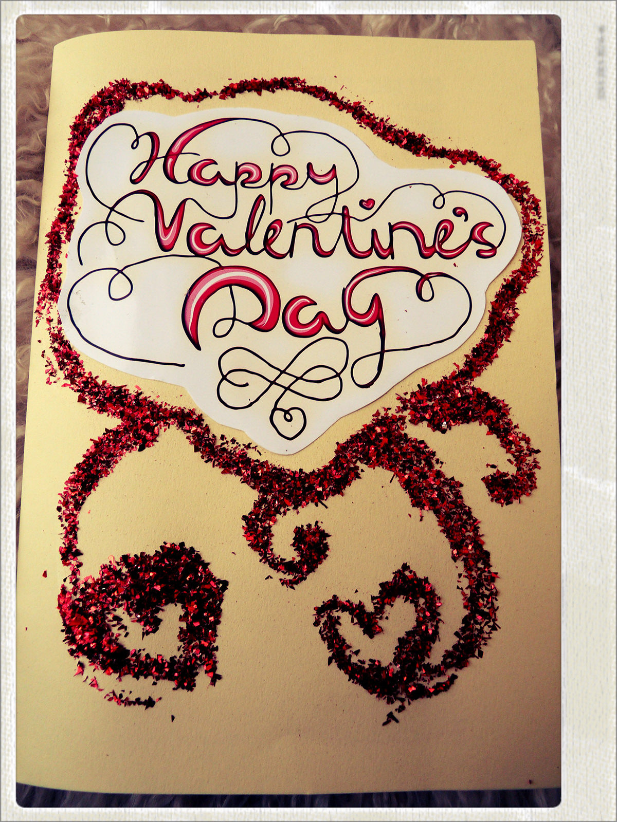 handmade valentines card boyfriend red hearts Glitter pop up Day