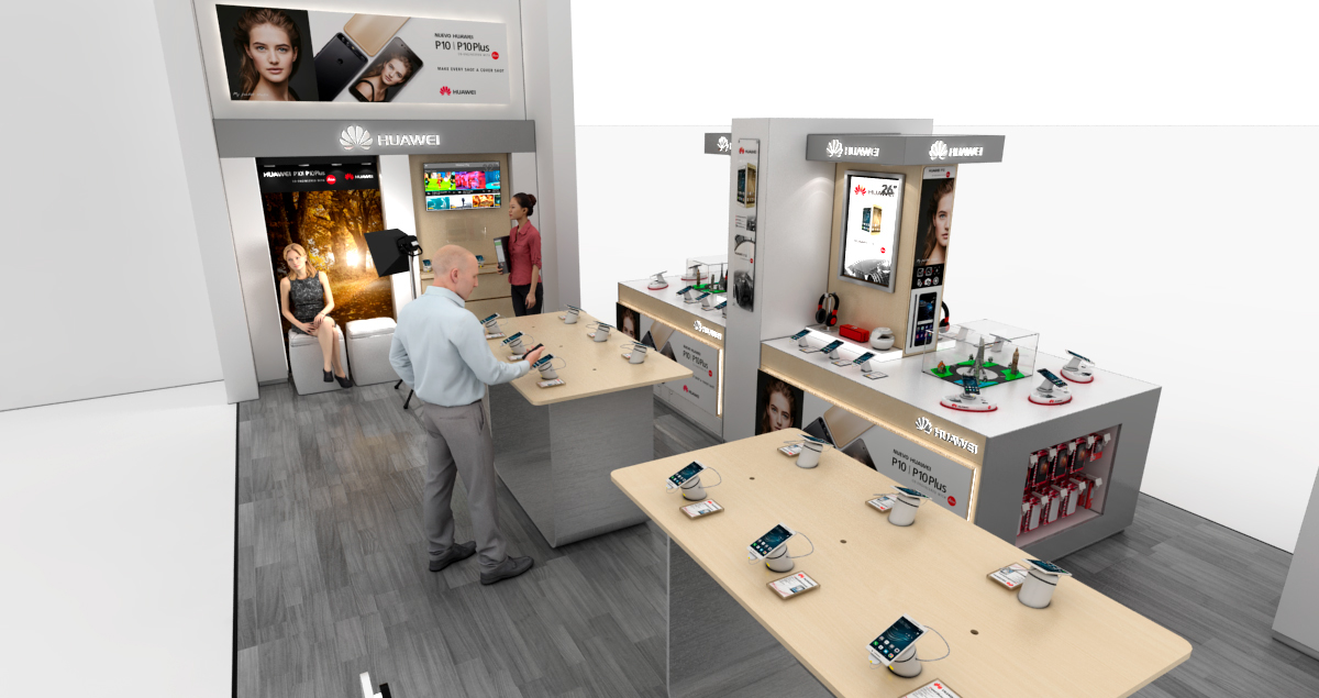 Experience store huawei local arquitectura DISEÑOINDUSTRIAL mobiliario