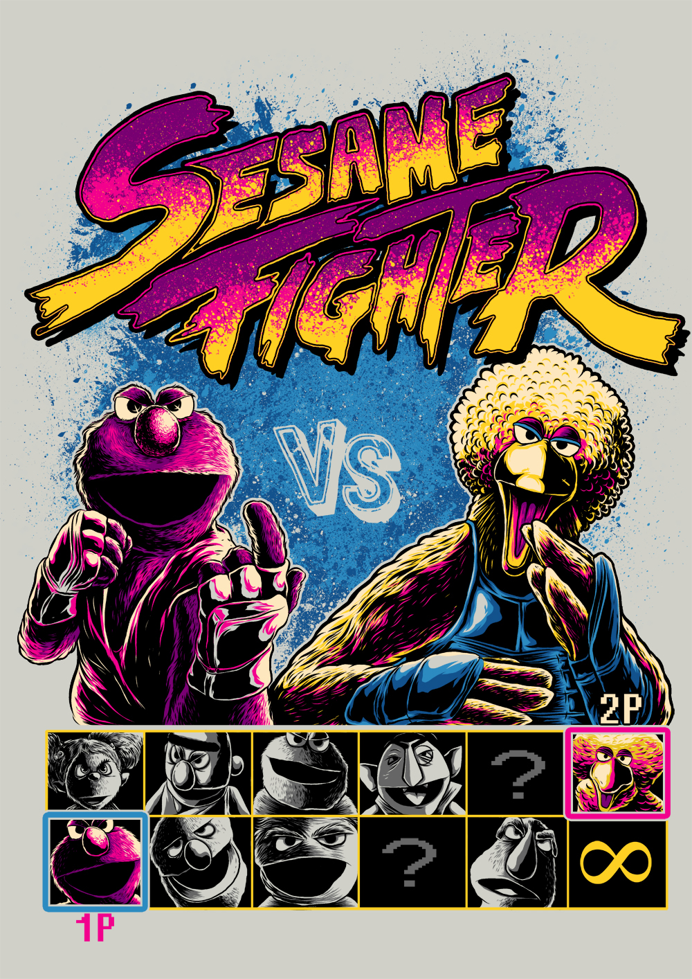 poster apparel Clothing sesame street STREET FIGHTER sesame fighter elmo big bird eggzoo hastaning bagus penggalih