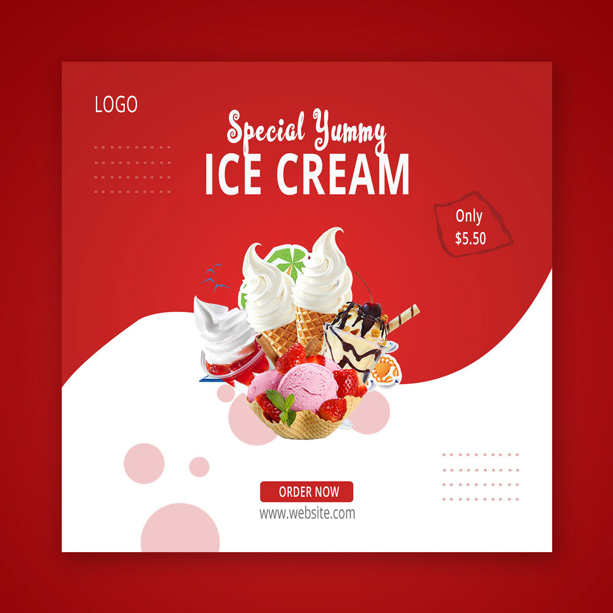 scoop Ice Cream Scoop delicious nutrition sweet Fruit social media template Icecream banner Portion sweet dessert