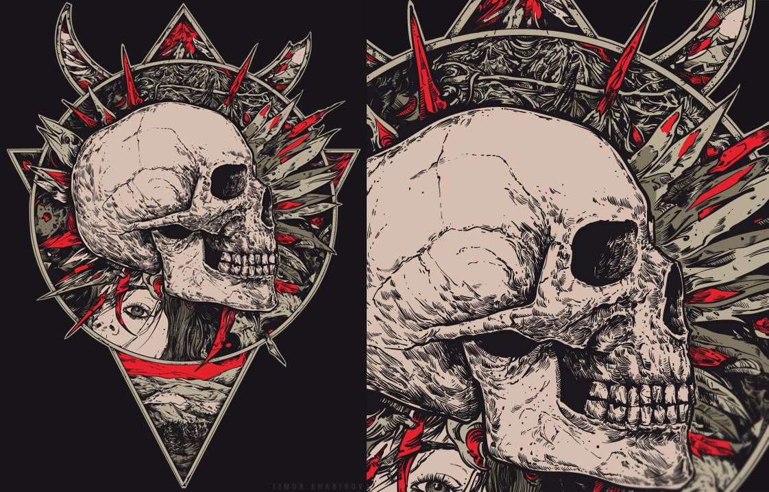 skulls Succubus forest thing T-Shirt Design insignum Origin hail space