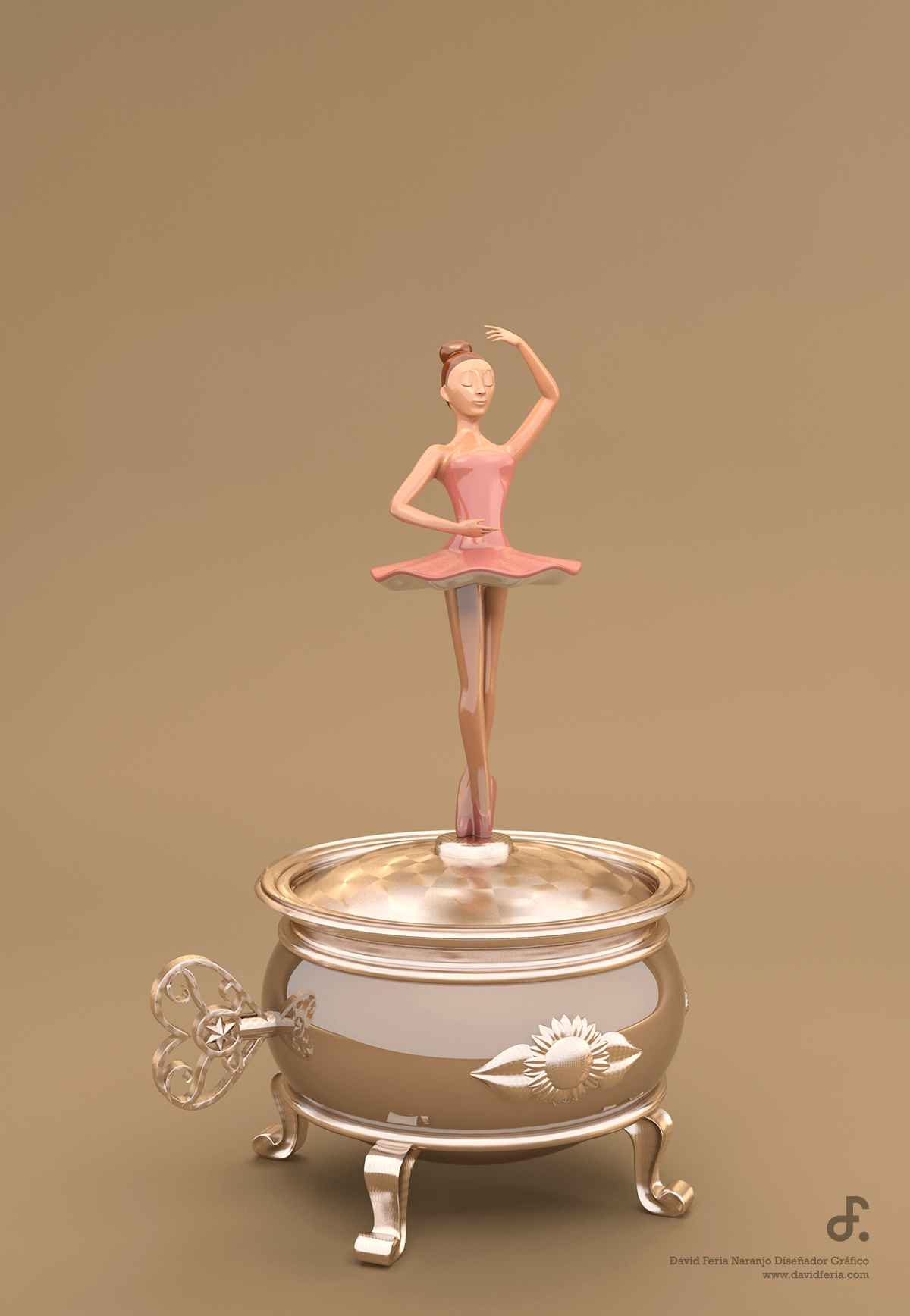 Modelado y Animacion Music Box ballet dancer