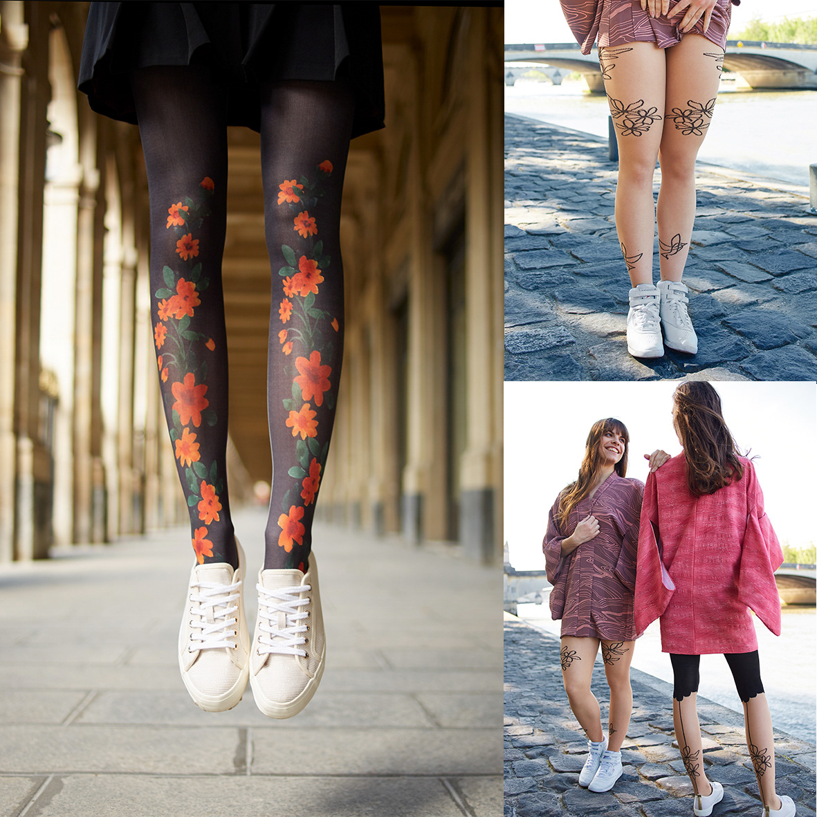 Art on the leg chaussettes Clovis & Clothilde Paris collants designer graphic socks tights