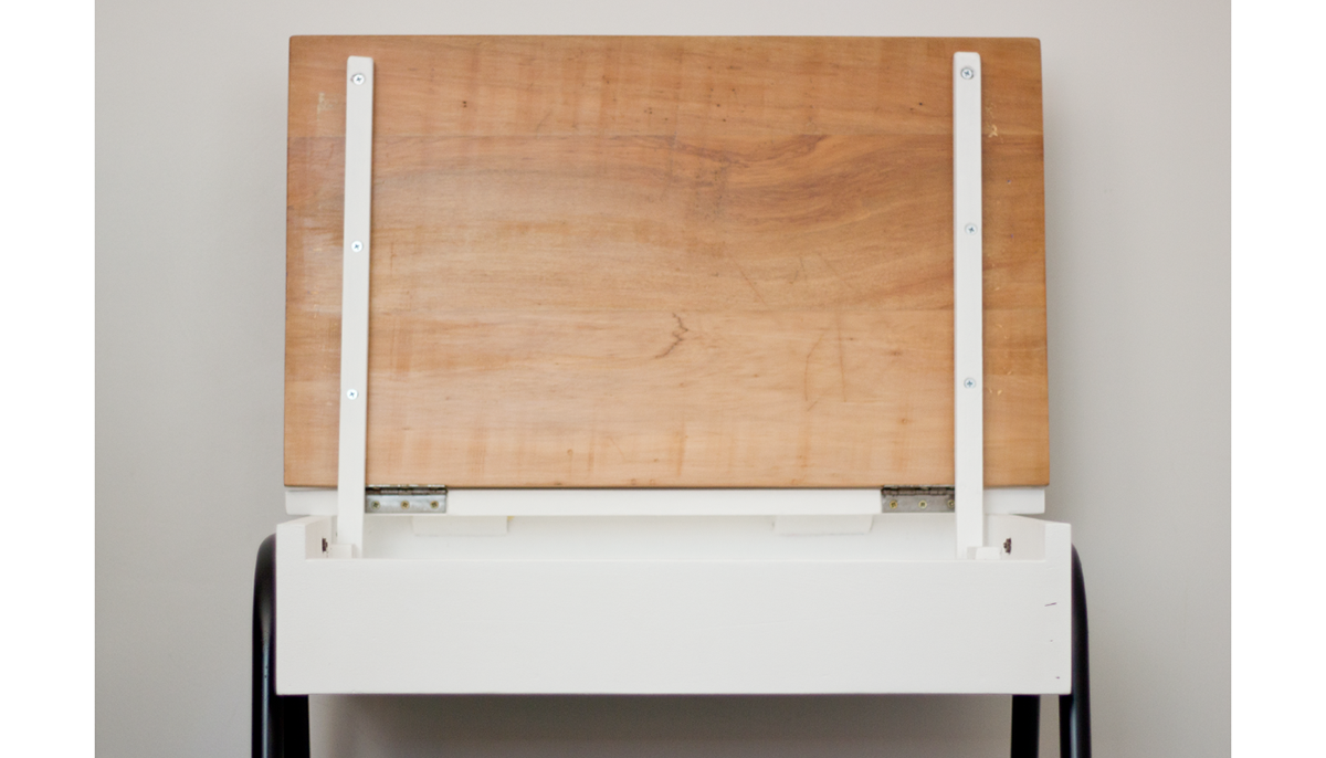 hxlmes bon desk schooldesk wooden hinge restoration White minimal Scandinavian Interior room dressing DIY