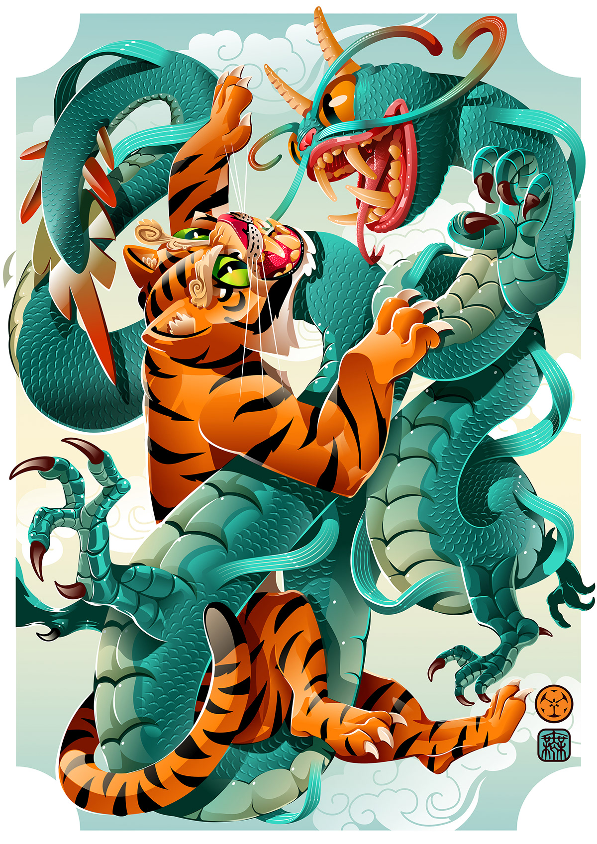 tiger dragon japan china vector vectorart