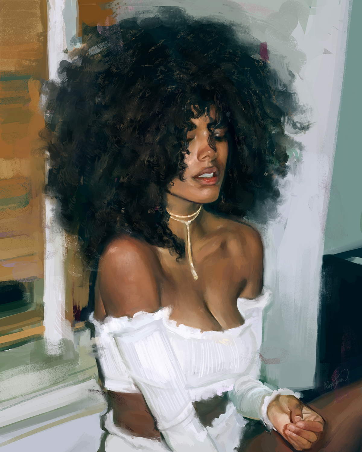alexis franklin painting   digital 2d life study rough contemporary modern people portrait