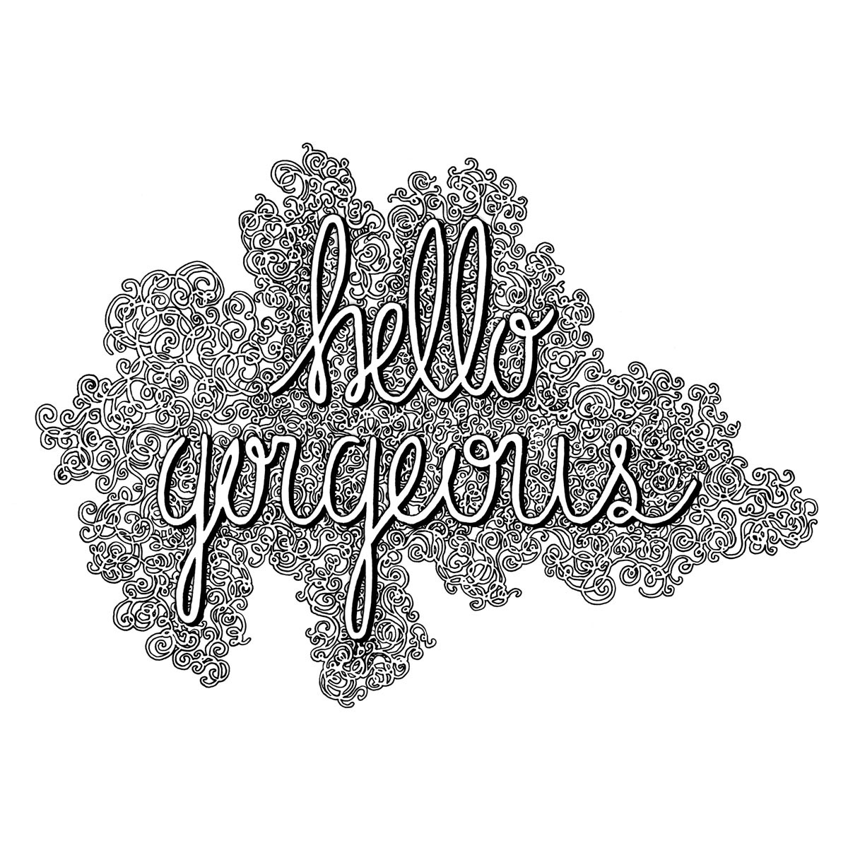 card postcard greeting card hello gorgeous black and white bw type lettering gorgeous ornaments organic photo styling  handmade handdrawn