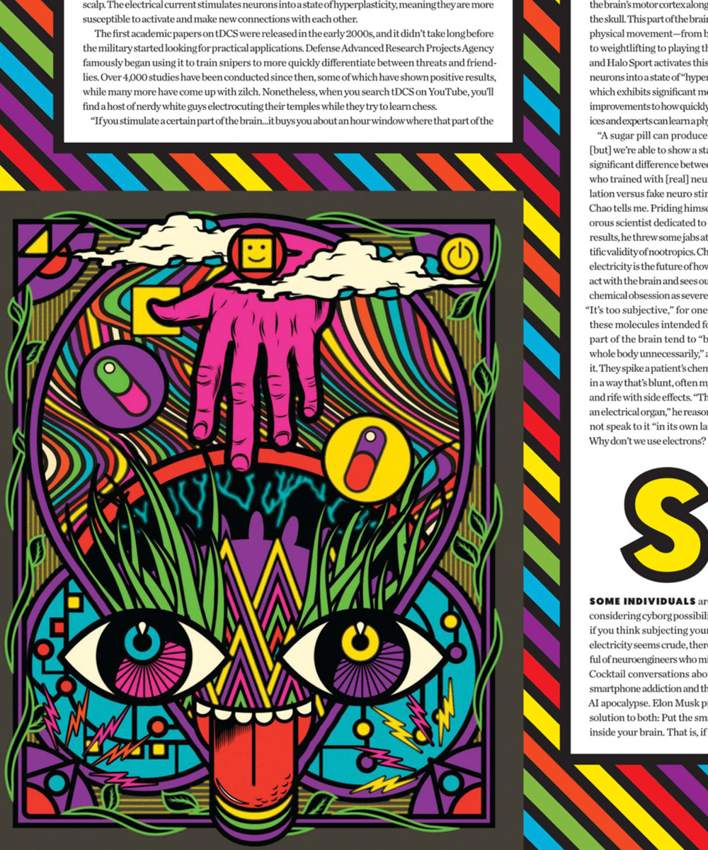 ILLUSTRATION  San Francisco Magazine Editorial Illustration Diego Patiño Drugs psychedelics lsd brain hacking bio hacking