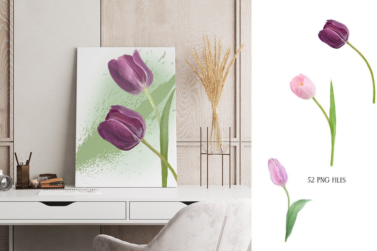 digital illustration Drawing  floral Flowers frame Hand Painted pattern seamless spring tulip