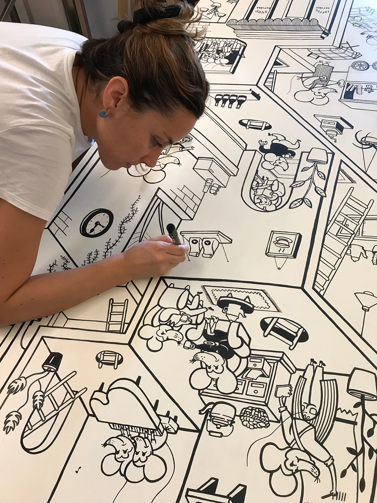 ILLUSTRATION  ilustracion Drawing  cartoon Character design  Mural Murals Coffee coffeeshop muralart