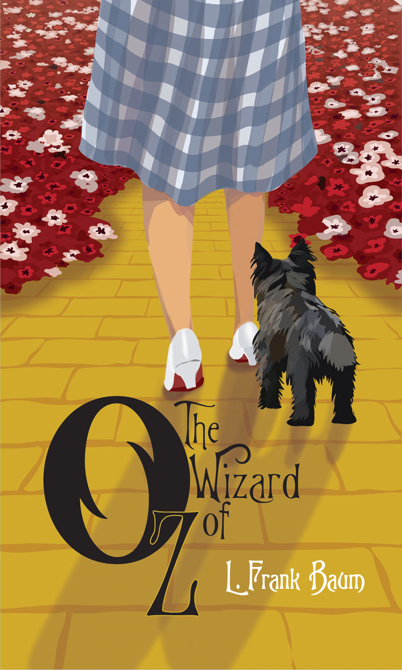Woo wizard of oz dorothy tin woodsman cowardly lion TOTO scarecrow book cover cover design