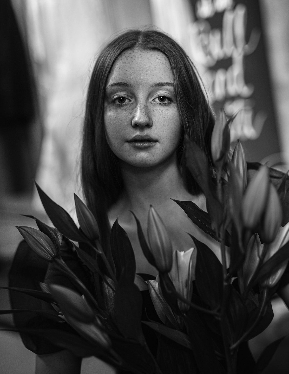b&w bw freckles monochrome Moody olga gridina Photography  portrait redhead Renaissance