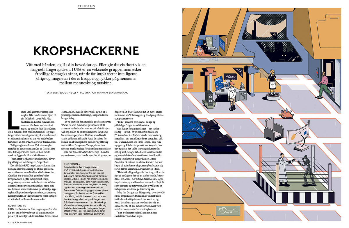 Biohacker cyber punk futuristic sci-fi Cyborg techology magazine udogse danish magazine 