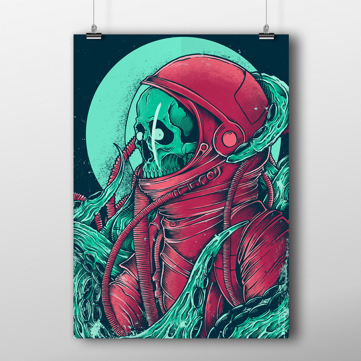 Space  alien skull outerspace artwork Poster Design skulls