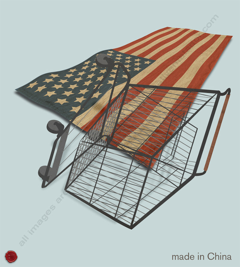 shopping cart  American Flag  china outsourcing Import / Export political social american flag china