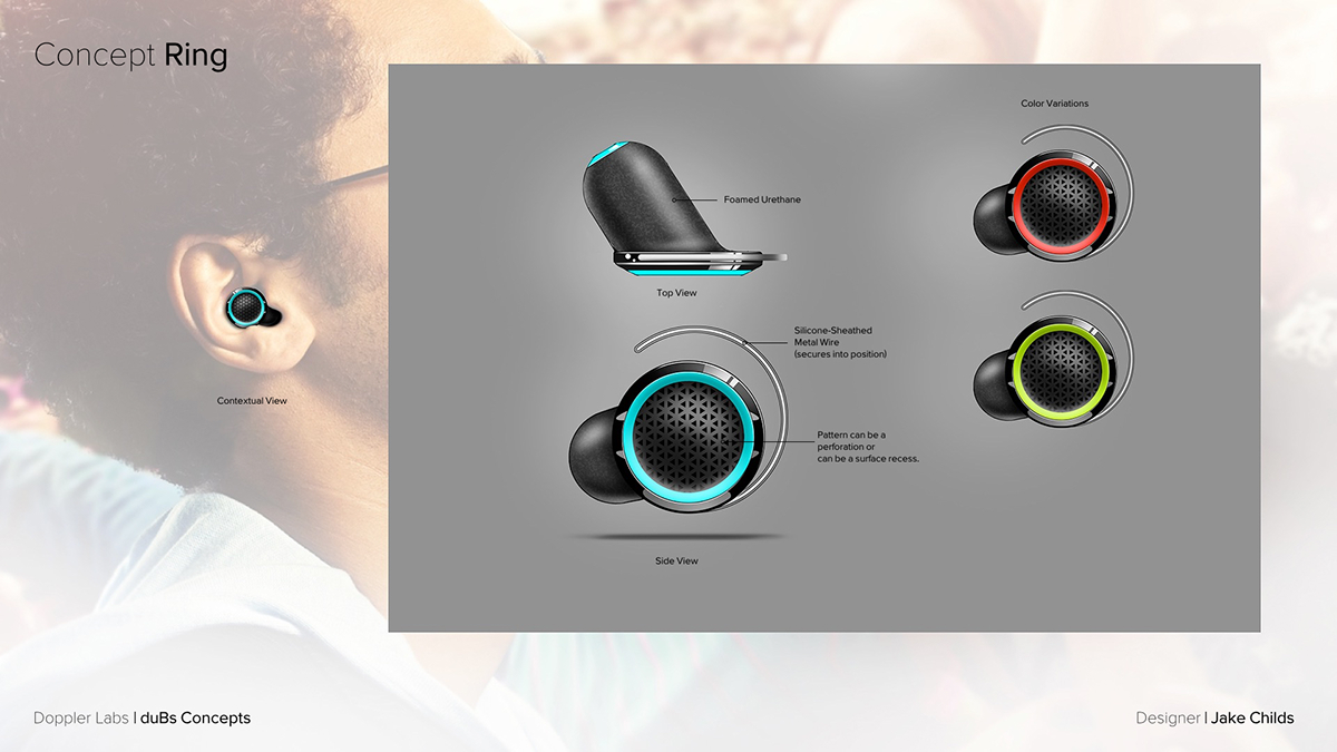 DUBS Doppler Labs design Jake CHILDS product industrial interaction ear filter headphone Plug buds sketch Renderings