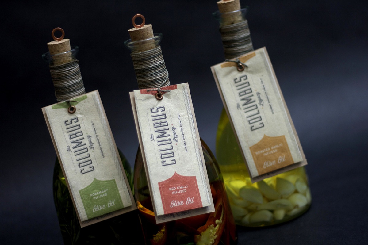 The Columbus Legacy olive oil labels Darshita Mistry Academy of art