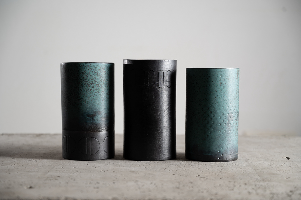 ceramic clay craft cylinder design handmade modern product product design  Vase