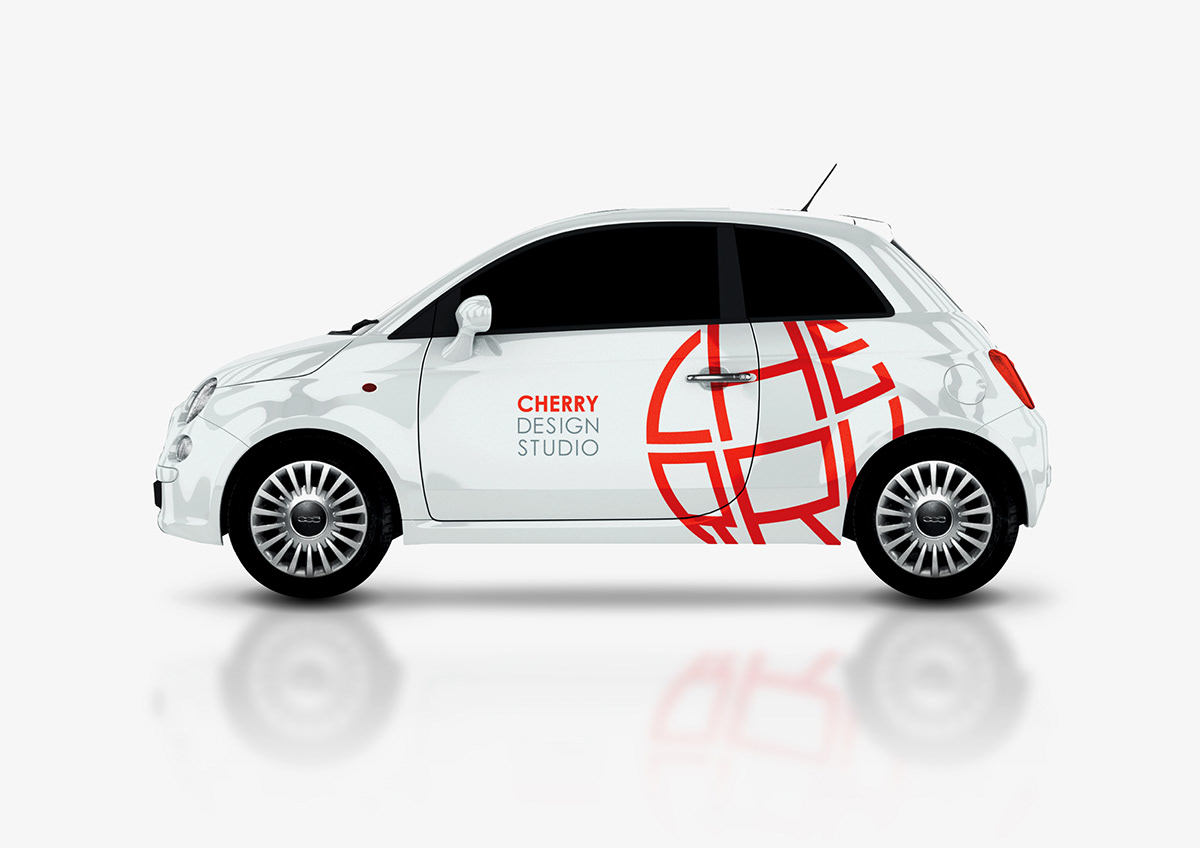 cherry corporate branding  design studio red minimalistic cherry design studio logo