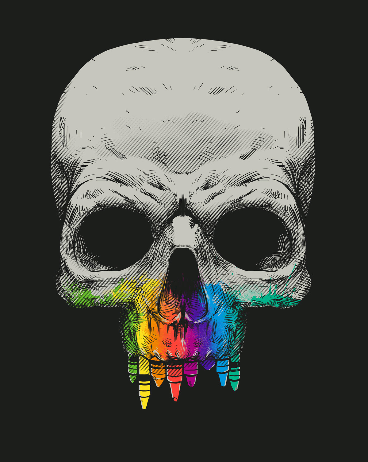 skull crayons color death tshirt