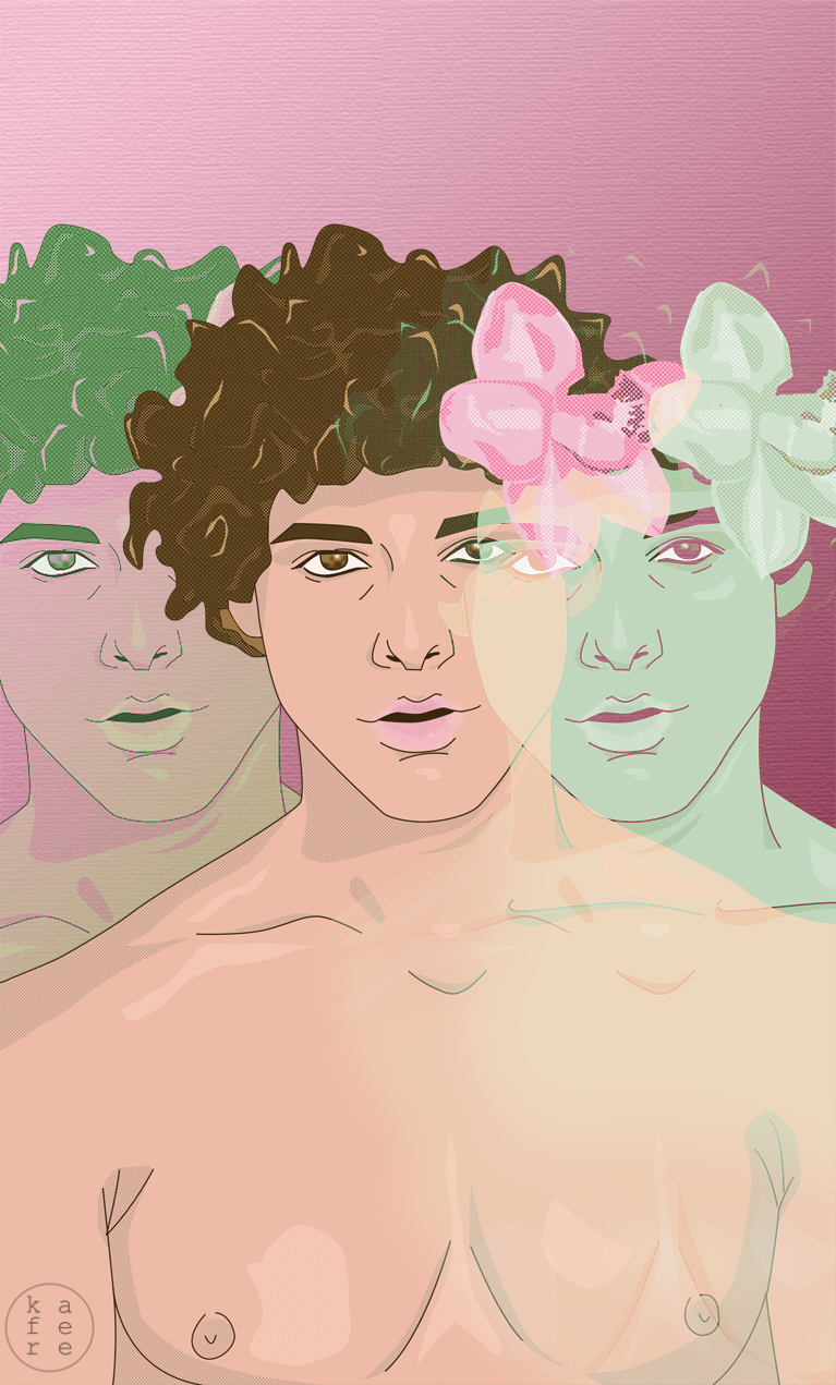 kitsch kitch camp Tropical pretty portrait boy boys guys gay Flowers Pastels aesthetic