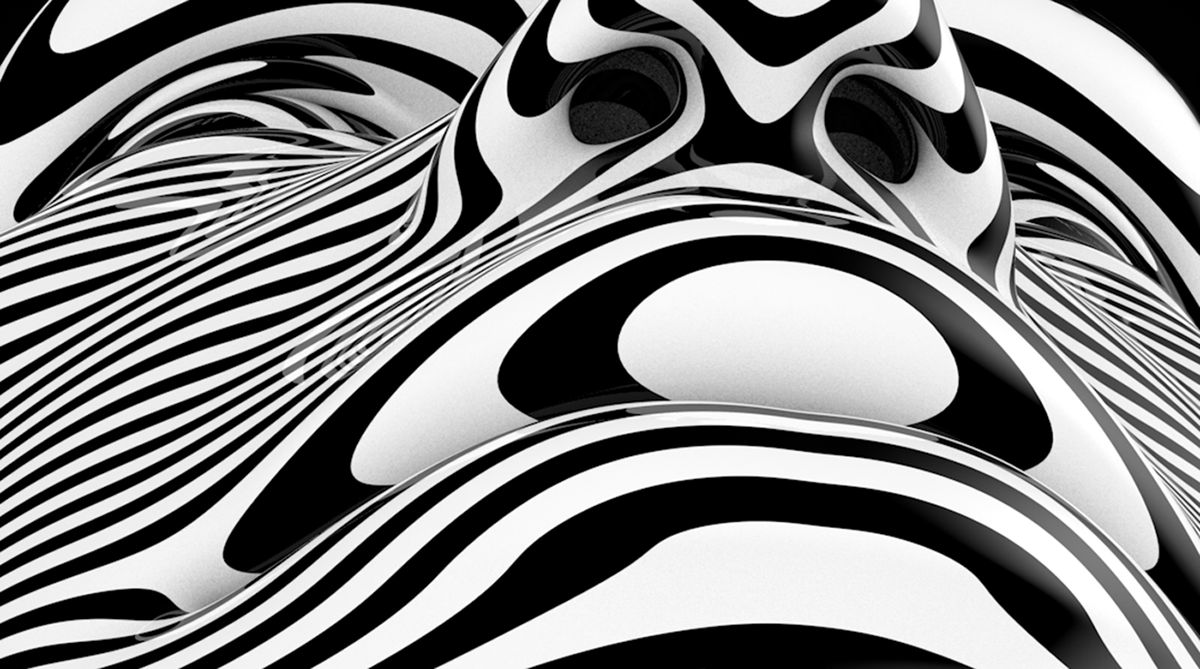 abstract futuristic math black and white conference installation identity Mapping 3D interactive kineсt functions