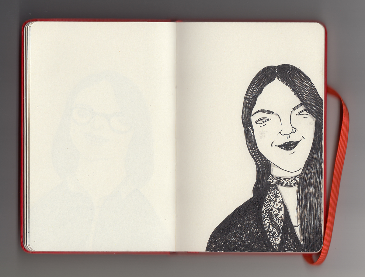 draw moleskine pen portrait woman