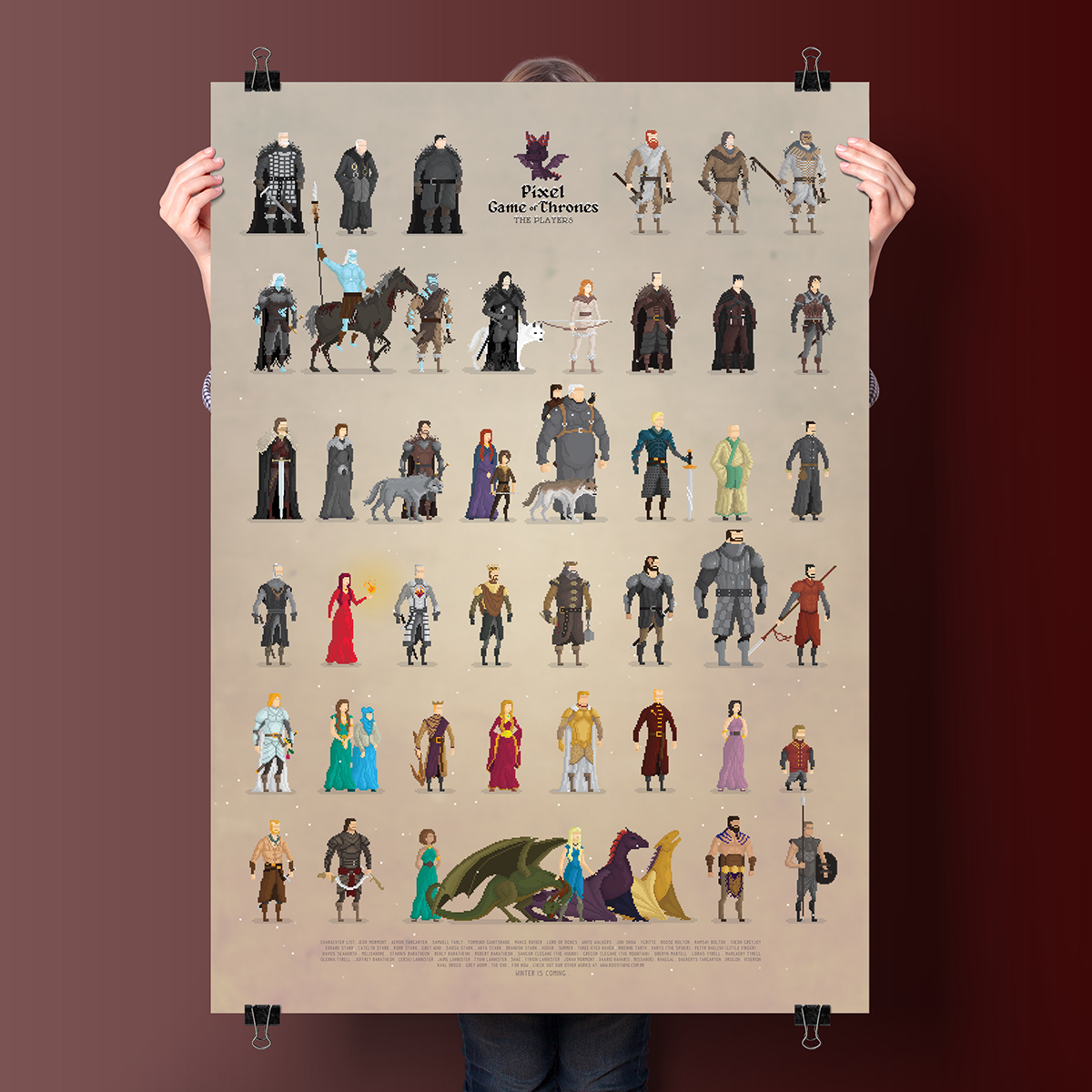 Game of Thrones got winter is coming Westeros Jon Snow daenerys ned stark Stark lannister baratheon greyjoy Pixel art dragons Fan Art