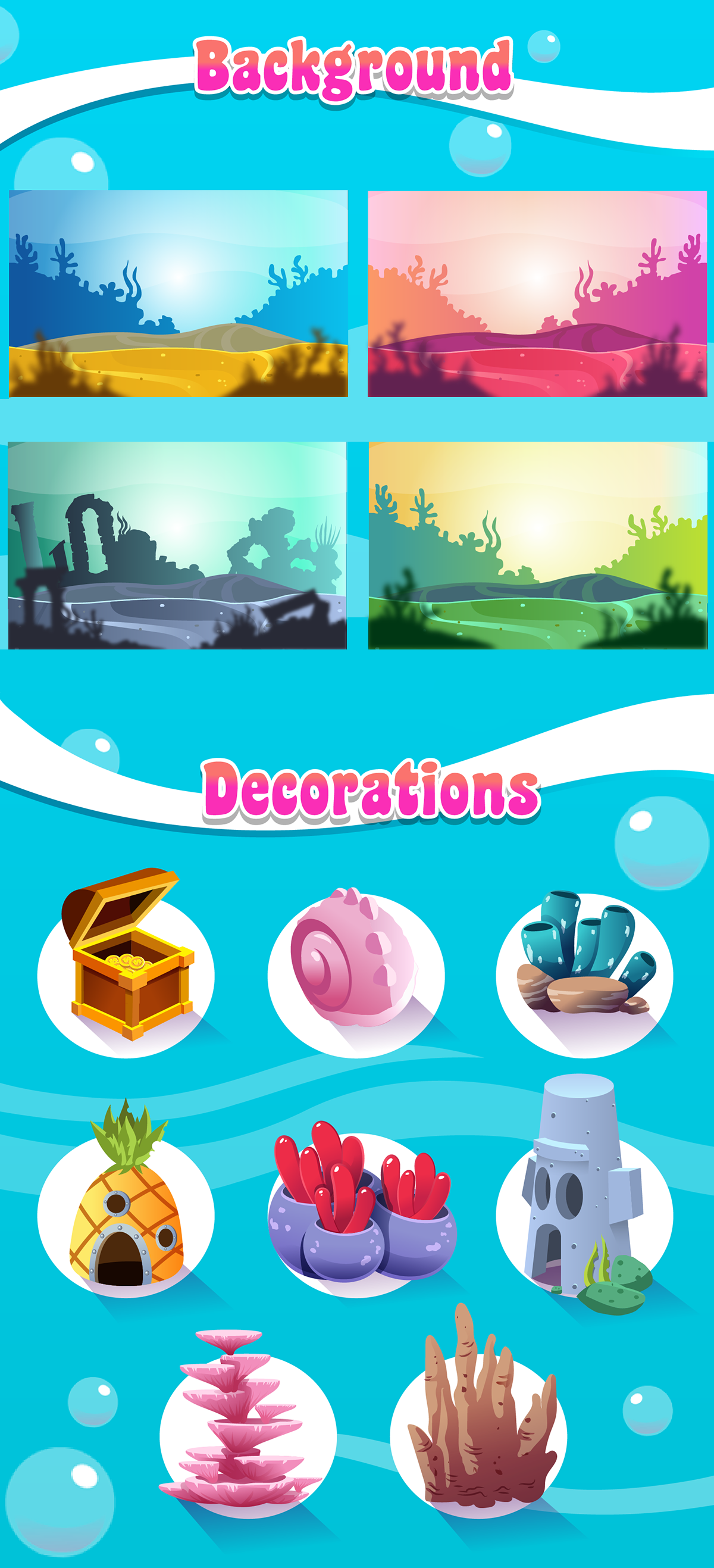 mobile Games Fish Breeding Game Art Character design  background Interface UI ux Tapps games